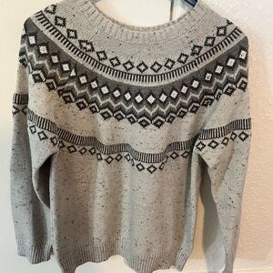 Weatherproof Gray Fair Isle Crewneck Sweater